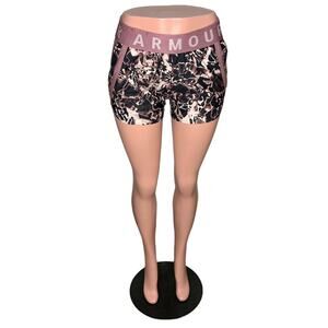 Under Armour Loose Running Shorts Size XS Dusty Pink and Black Abstract Print